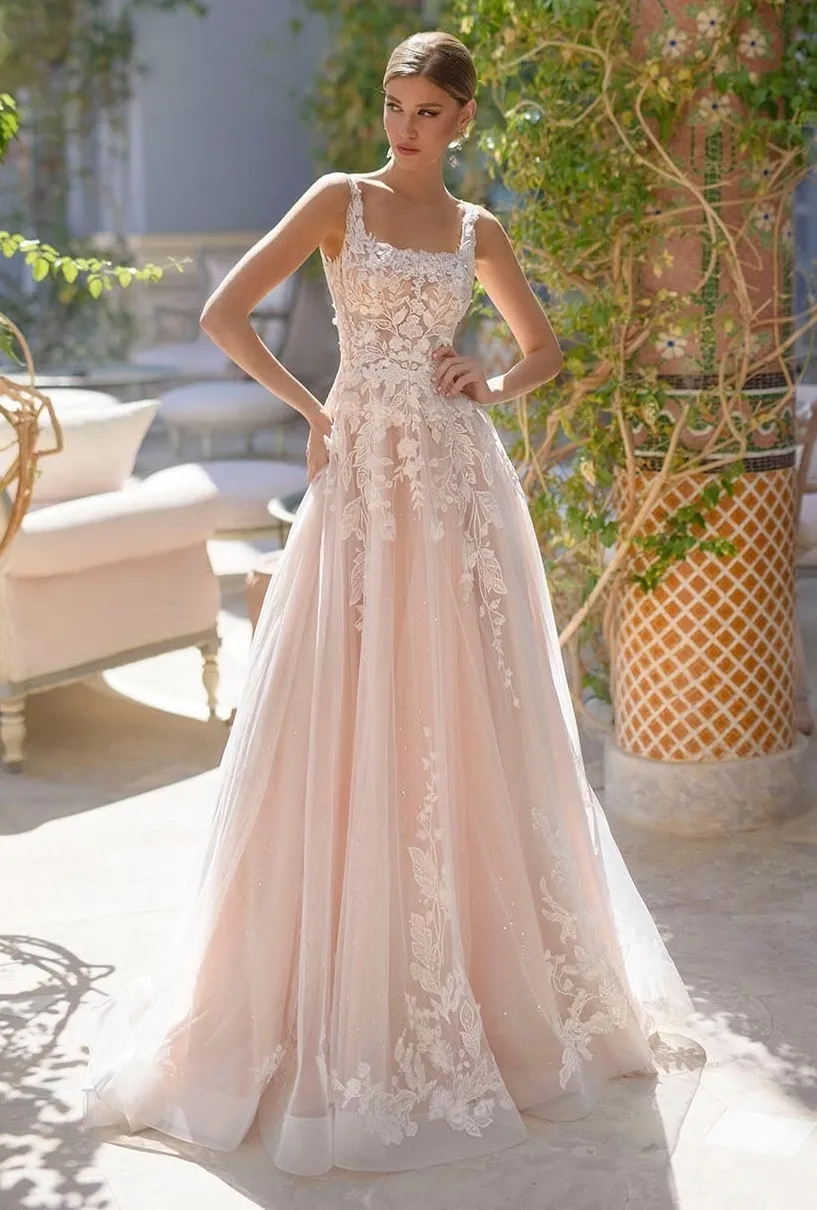 Embroidery Wedding Dress in Soft Pastels