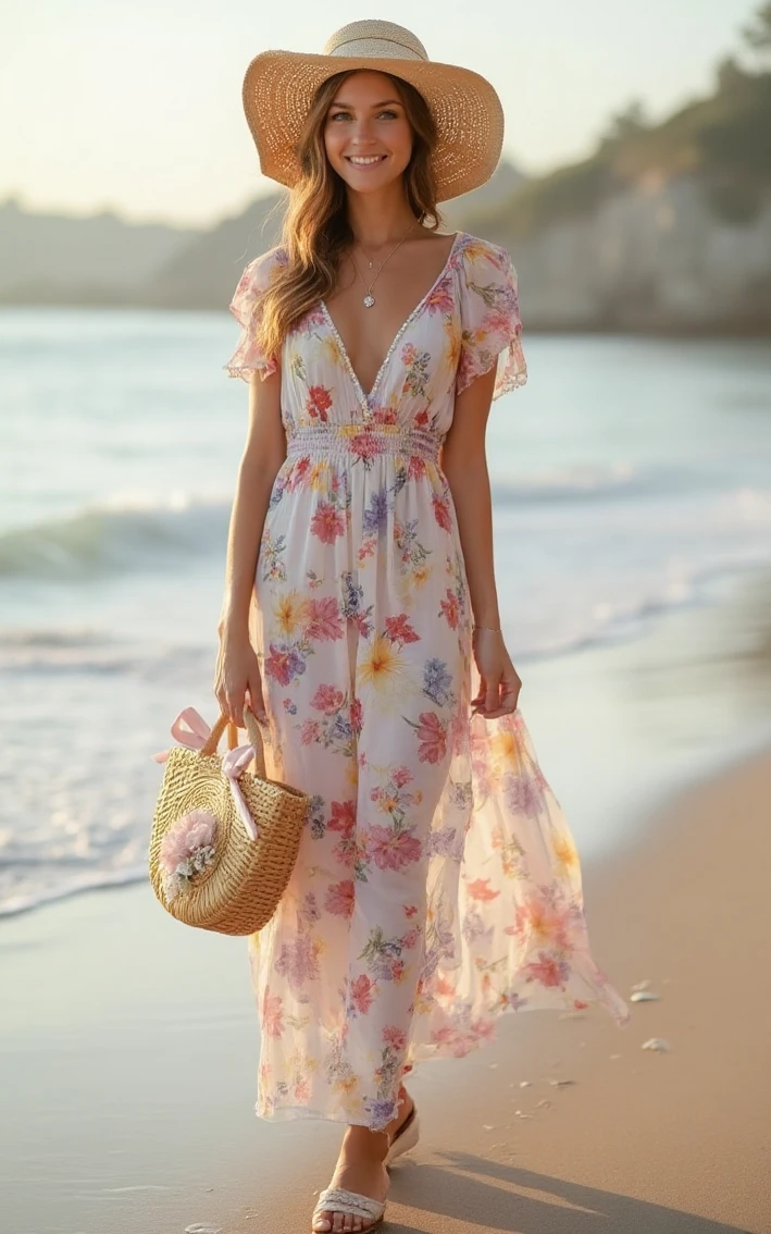 Floral Serenity Summer Memorial Day Outfit for Women