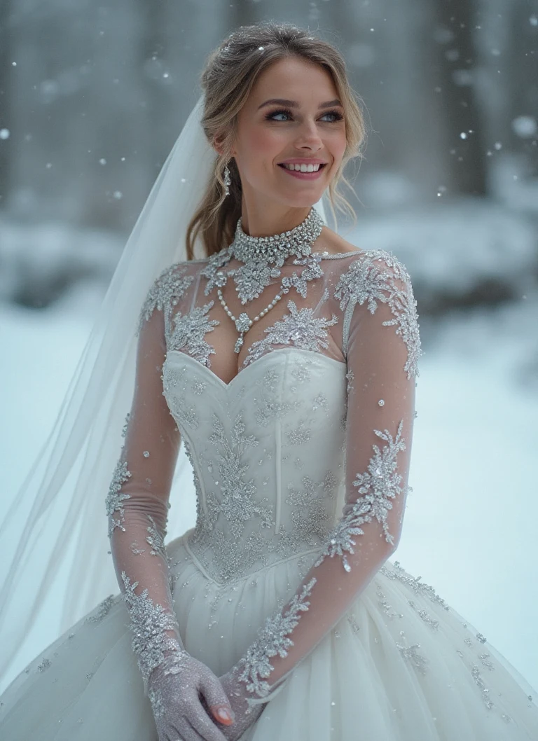 Ice-Inspired Crystal Lace Ballgown A Winter Wonderland Dream