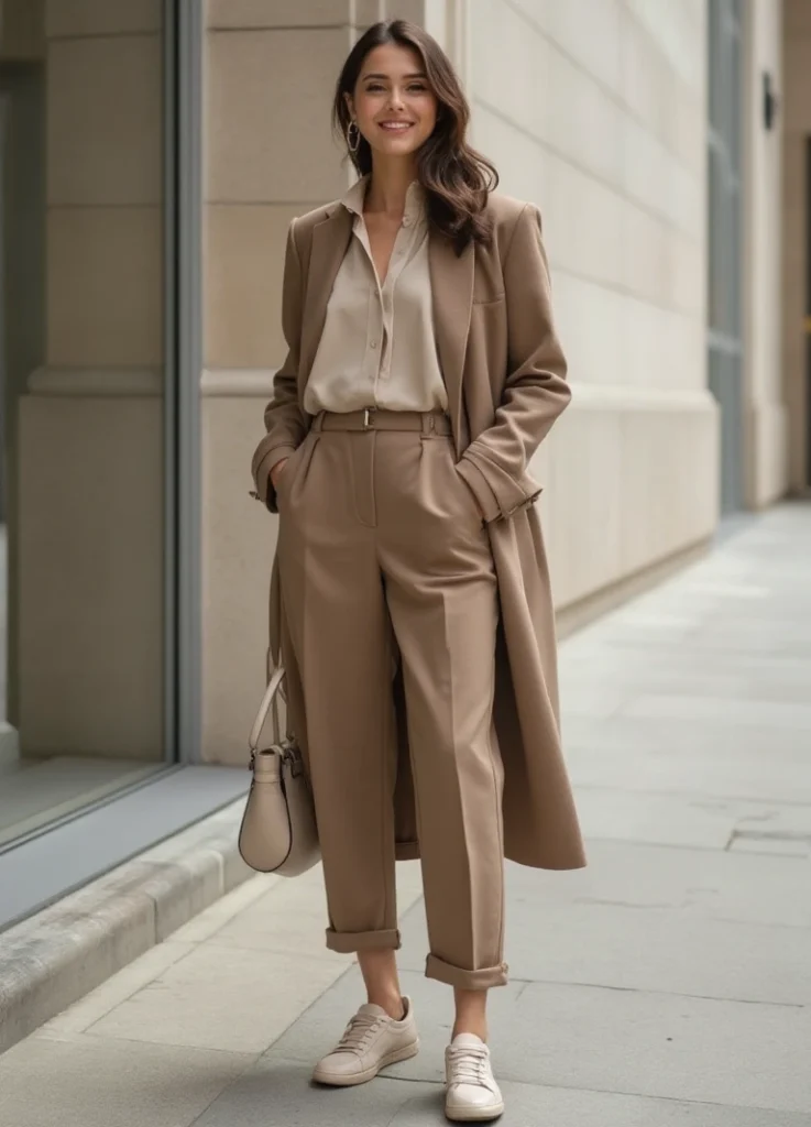 Monochromatic Autumn Outfits with Urban Sophistication