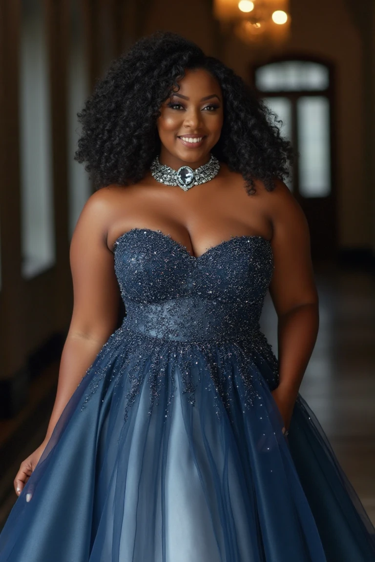 Navy Beaded Ballgown A Twilight Enchantment