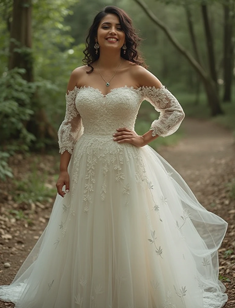 Off-Shoulder Crystal Lace Ballgown An Ethereal Glow