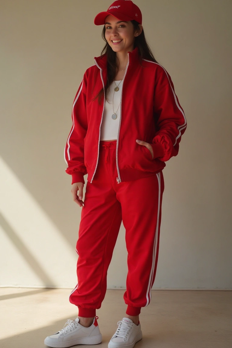Red Casual Outfits for Women in Athleisure Chic