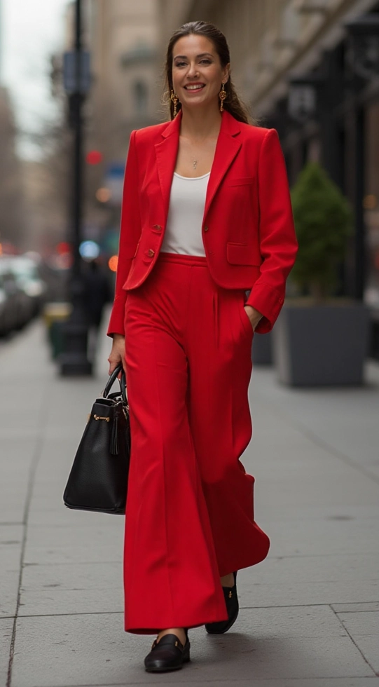 Red Casual Outfits for Women in City Chic