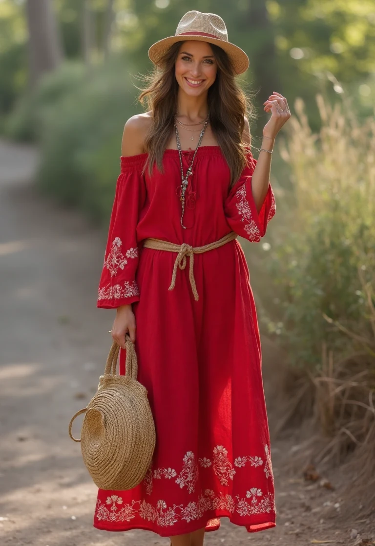 Red Casual Outfits for Women in Free-Spirited Elegance