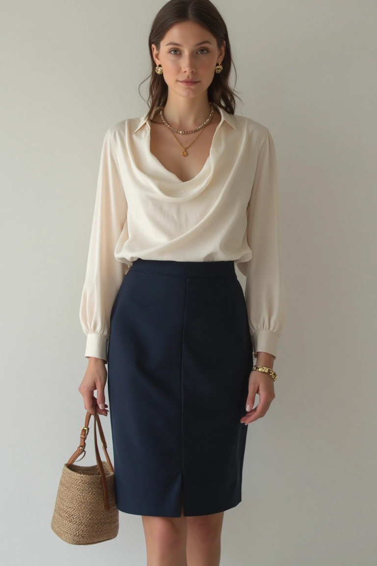 Refined Office Skirt Look with Classic Grace