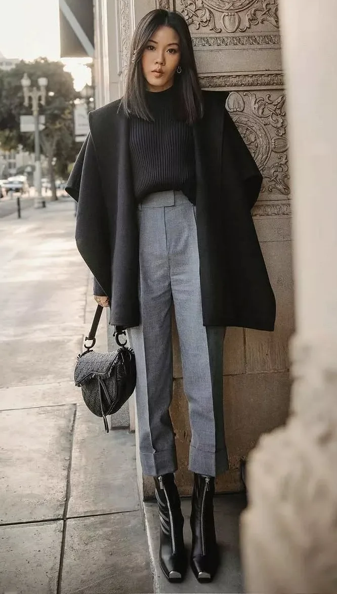 Sleek Office Look with Bold Contrasts
