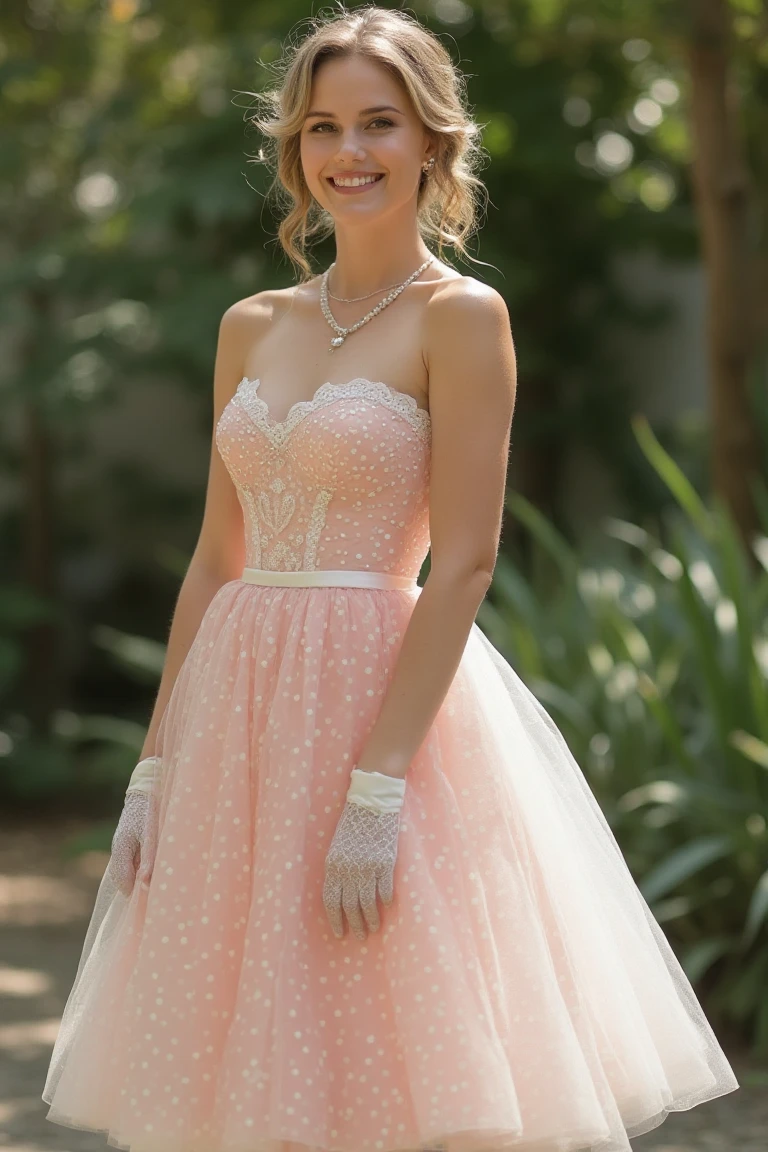Soft Pink Polka Dot Wedding Dress