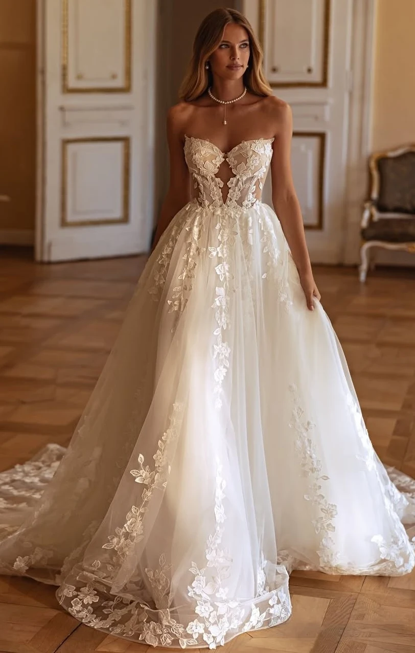 Strapless Bridal Gowns and Romantic Whispers