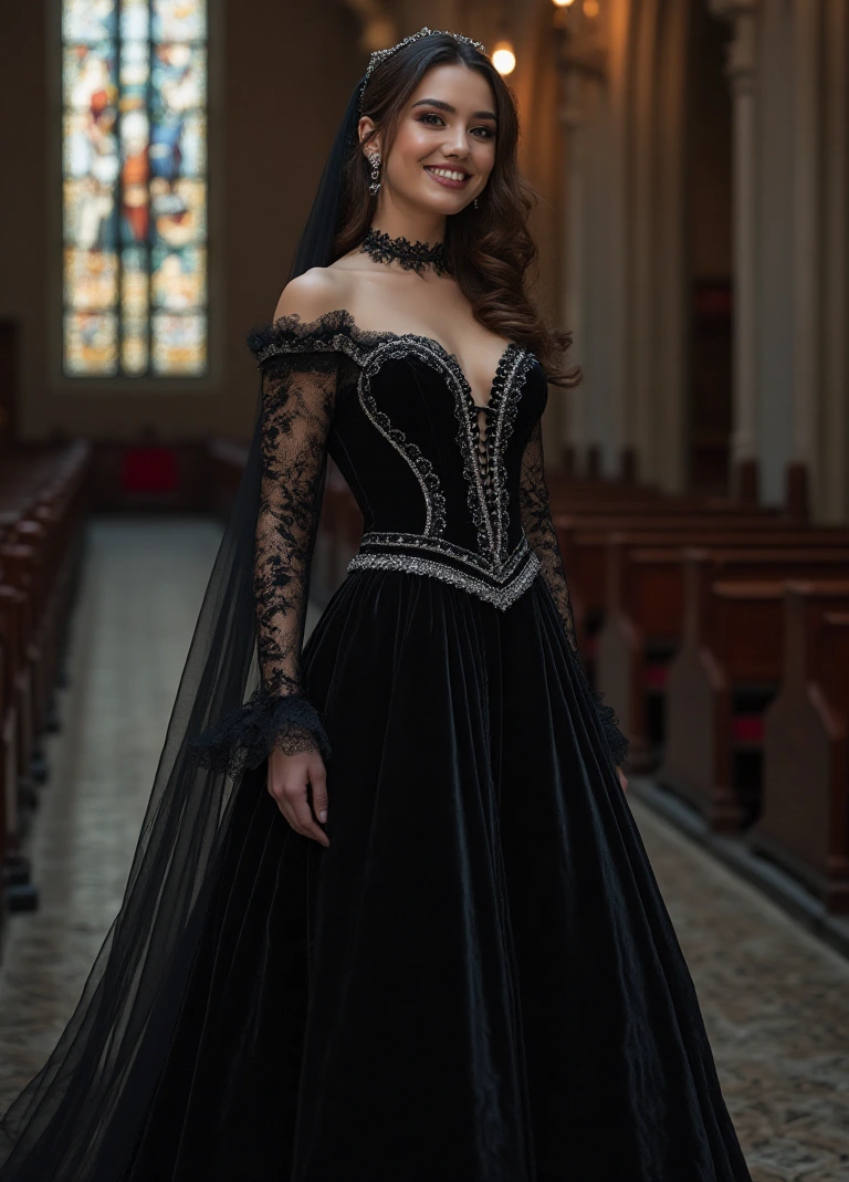 The Black Long Sleeve Wedding Dress in Sacred Splendor