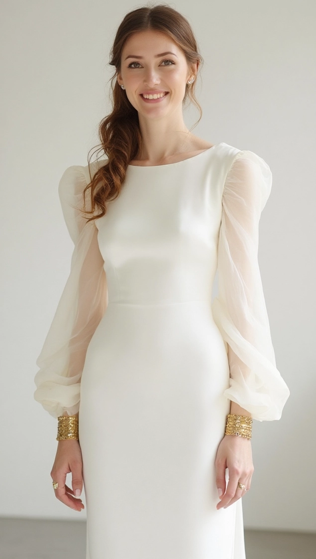 The Long Sleeve Wedding Dress in Effortless White