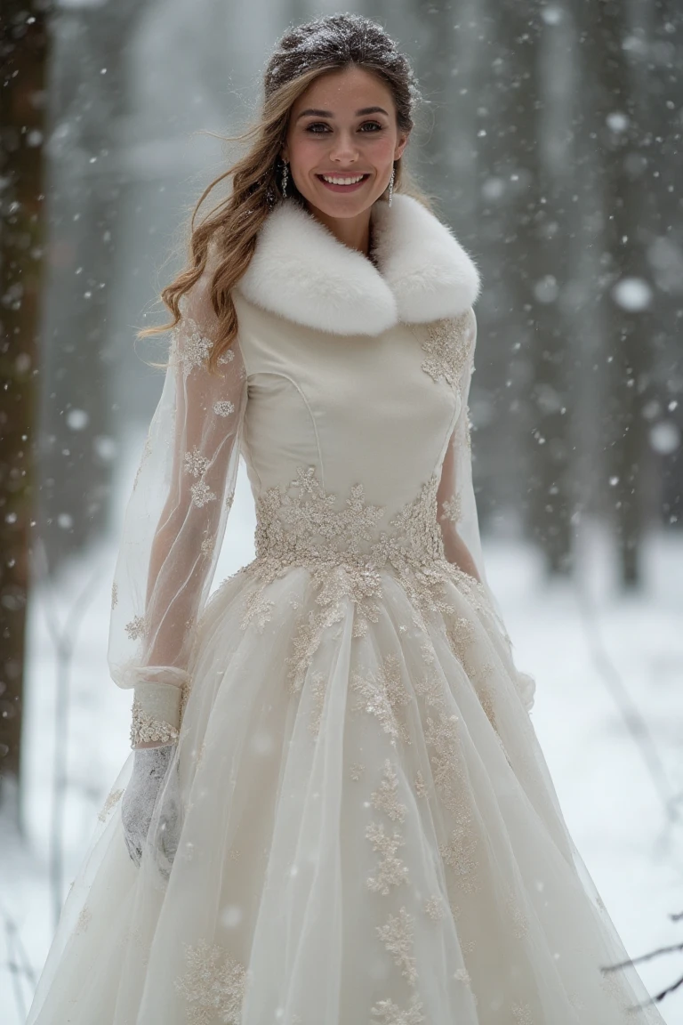 The Long Sleeve Wedding Dress in a Snowy Embrace
