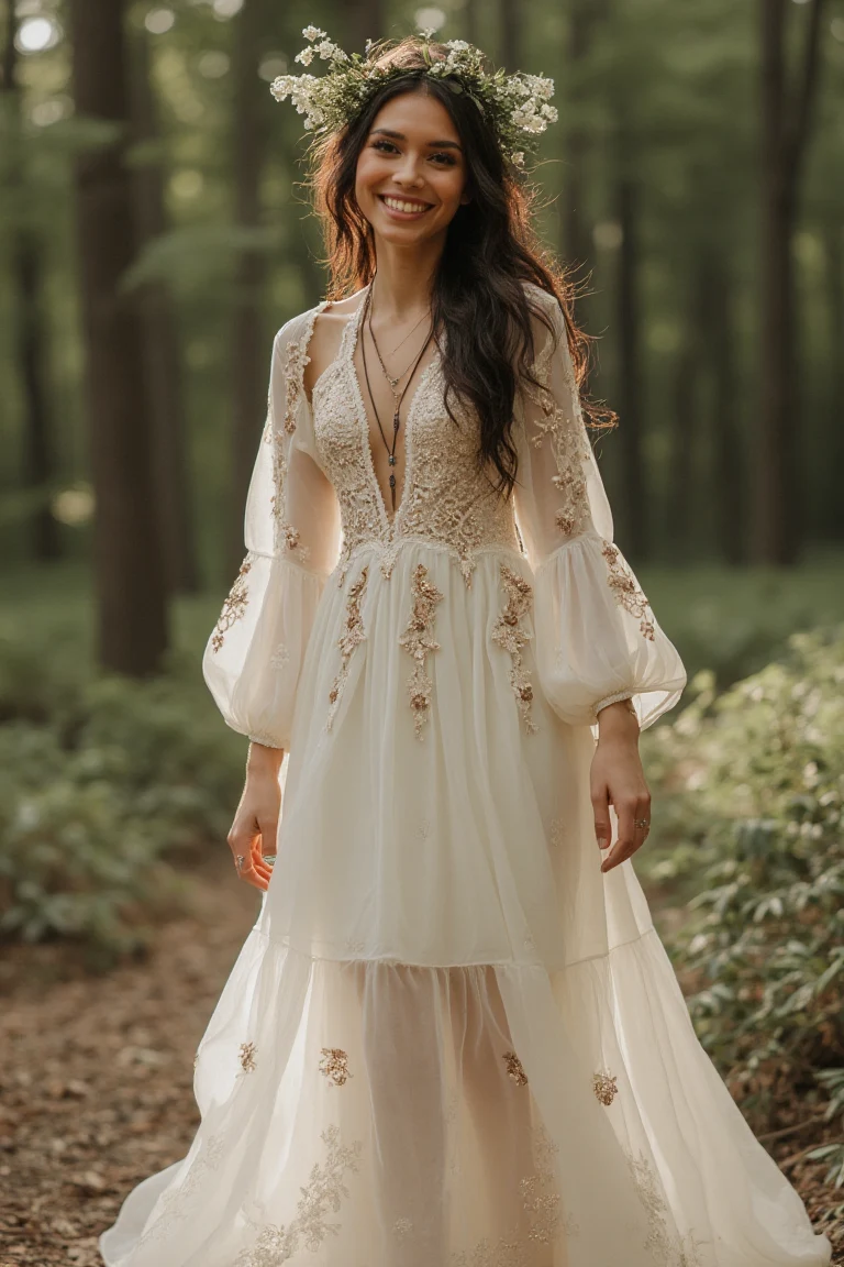 The Sequin-Enhanced Wedding Dress as a Forest Fairy Tale