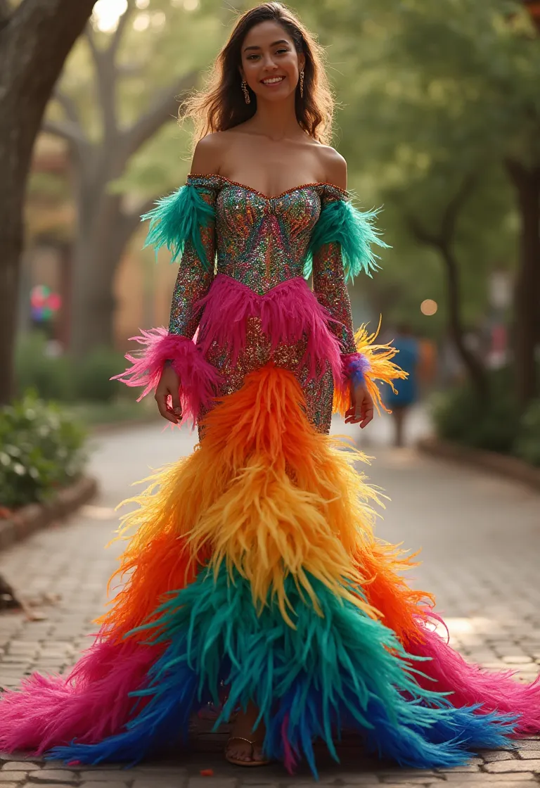 Vibrant Party Gown with Carnival Spirit