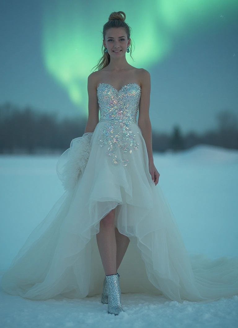 Winter Wedding Dresses That Dance with Northern Lights