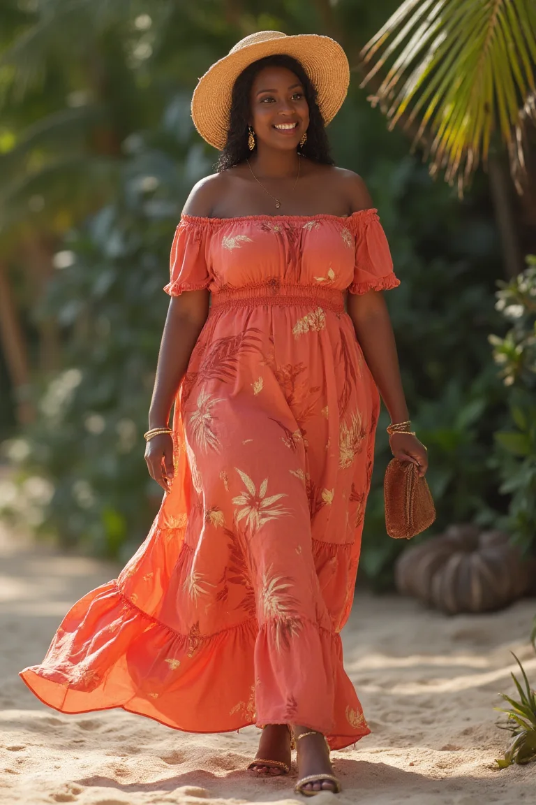 A Beach Maxi Dress for Black Women in Vacation Style