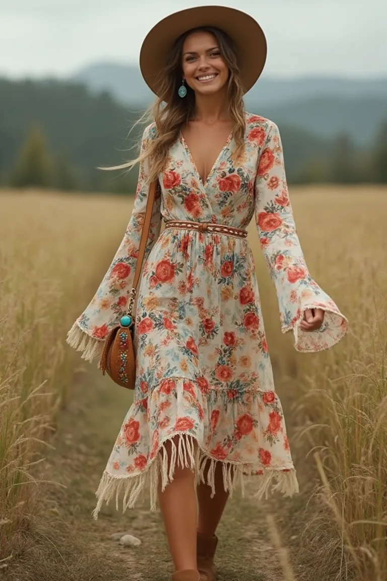 A Bohemian Picnic Dress for Autumn