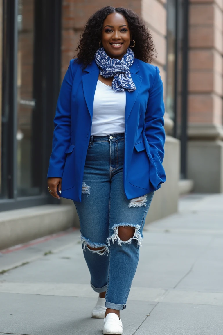 A Casual Blazer Look for Black Women in Urban Style