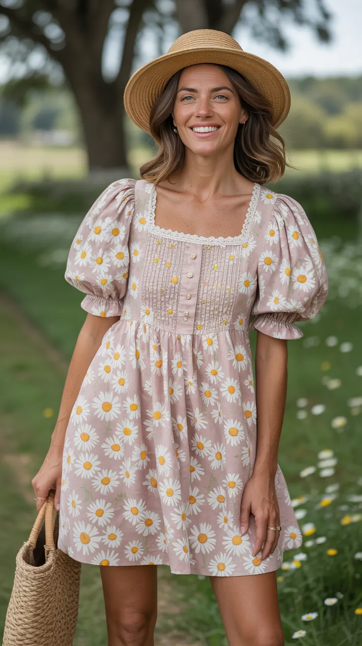 A Daisy-Strewn Softness Coquette Summer Dress