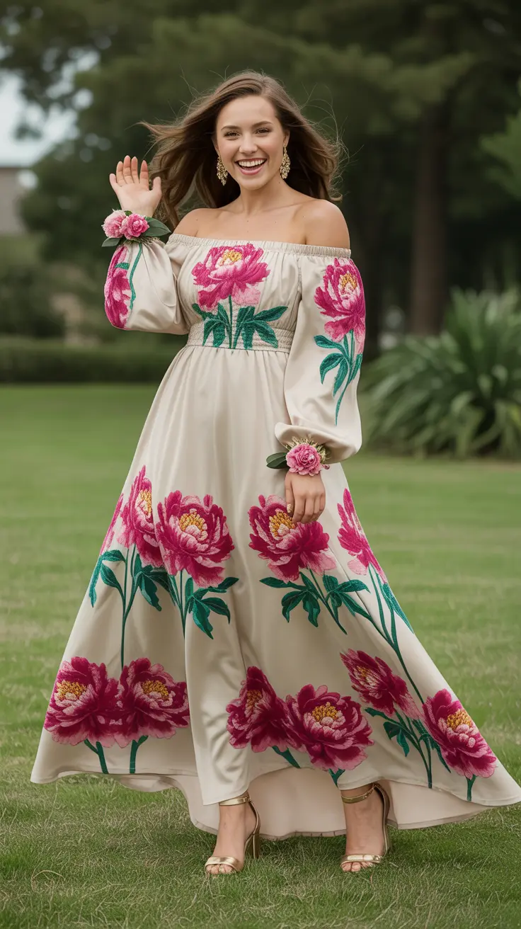A Green Floral Graduation Dress for Fresh Beginnings