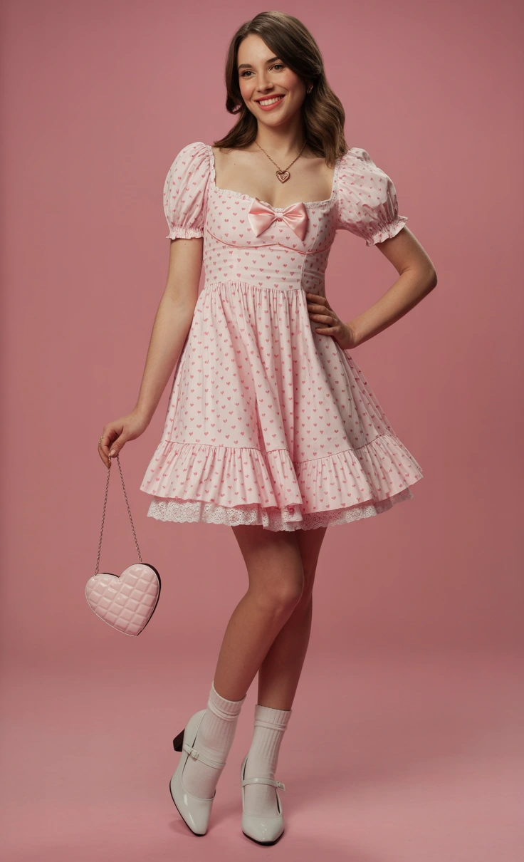 A Heart-Dotted Coquette Spring Dress