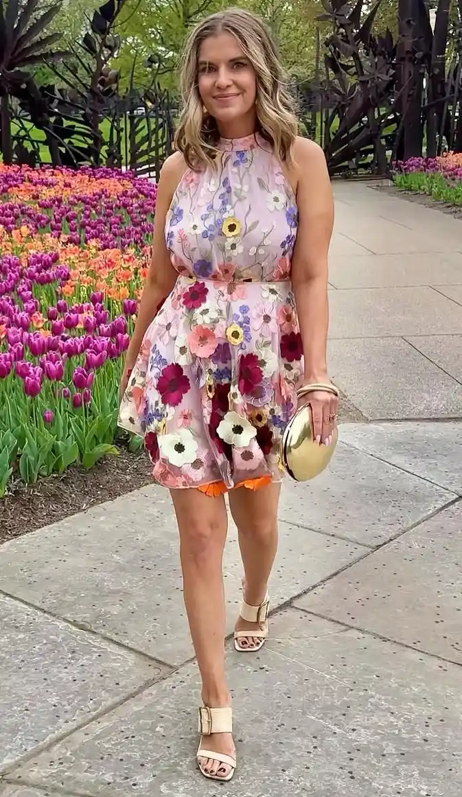 A Multicolor Floral Graduation Dress for Springtime