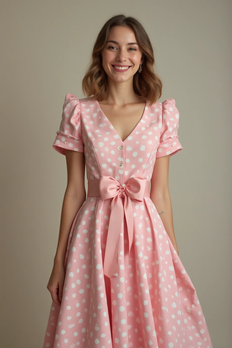 A Polka Dot Pink Coquette Day Dress