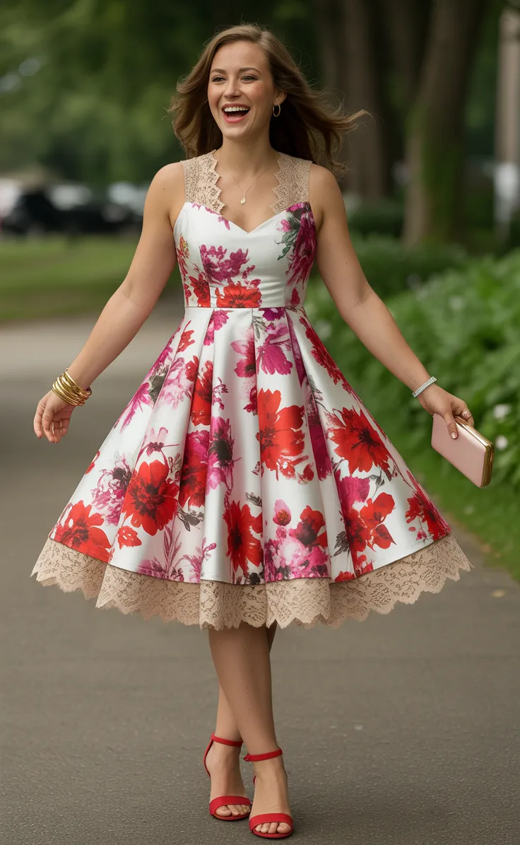 A Red Floral Graduation Dress for Vibrant New Beginnings