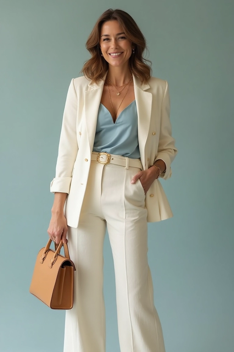 A Refined Creamy Casual Office Outfit
