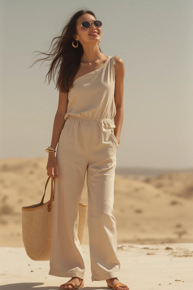 A Sandy Beige Grace Summer Vacation Outfit