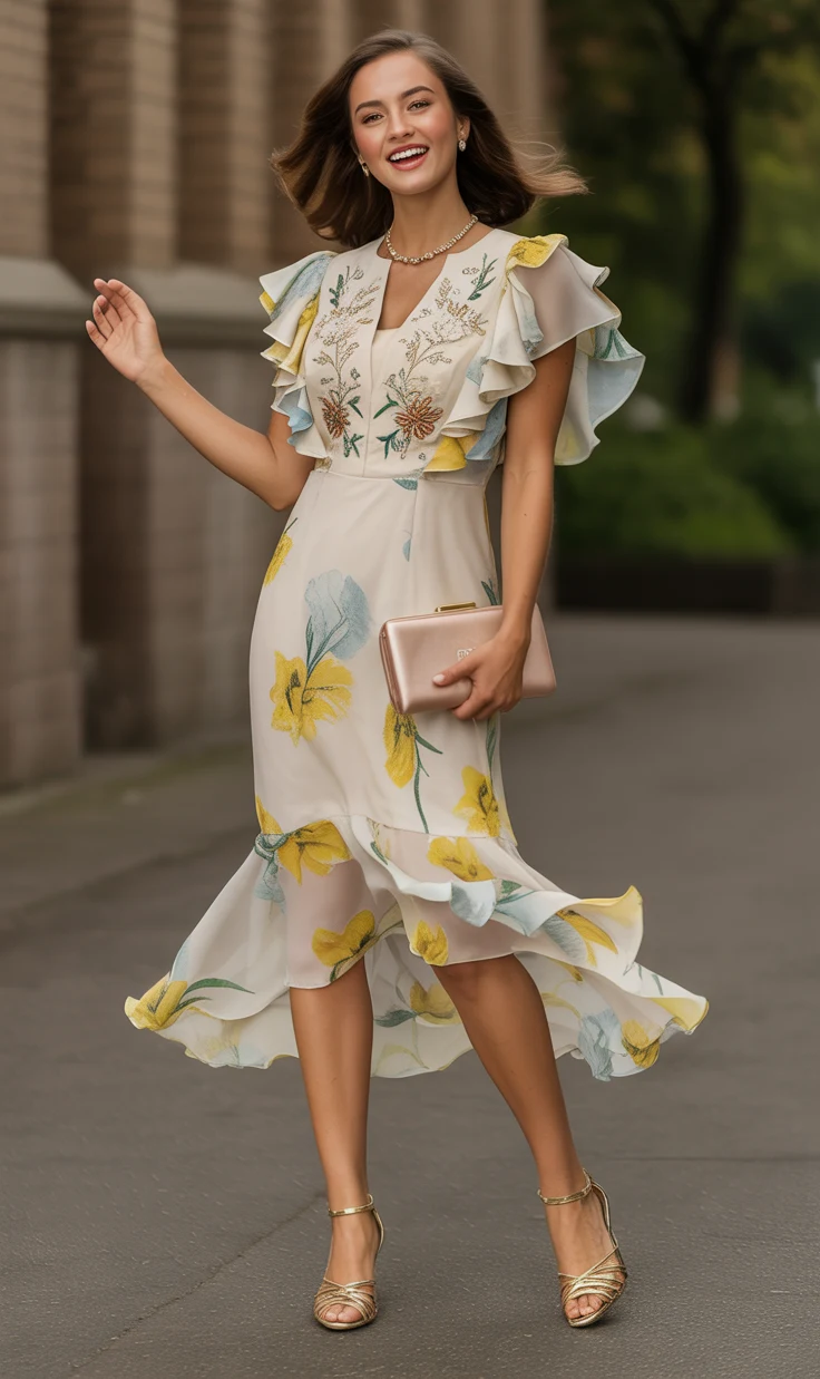 A Yellow Floral Graduation Dress for Bright Futures