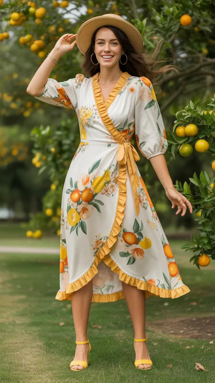An Orange Floral Graduation Dress for Zesty Celebrations