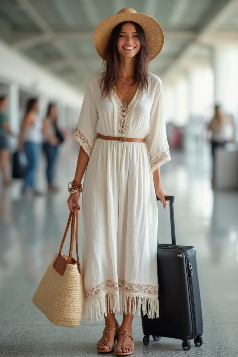 Bohemian White Flow Summer Outfit