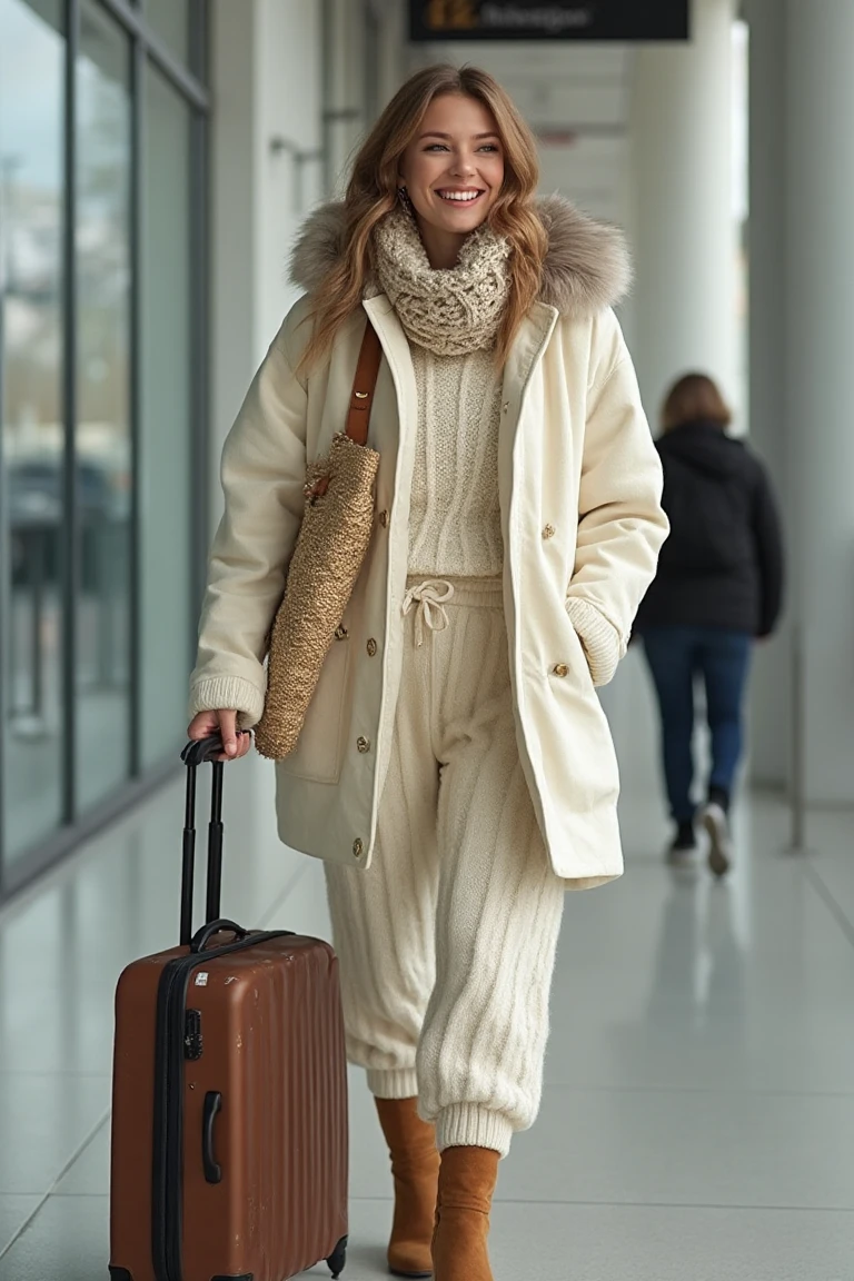 Creamy Winter Airport Outfit Serenity