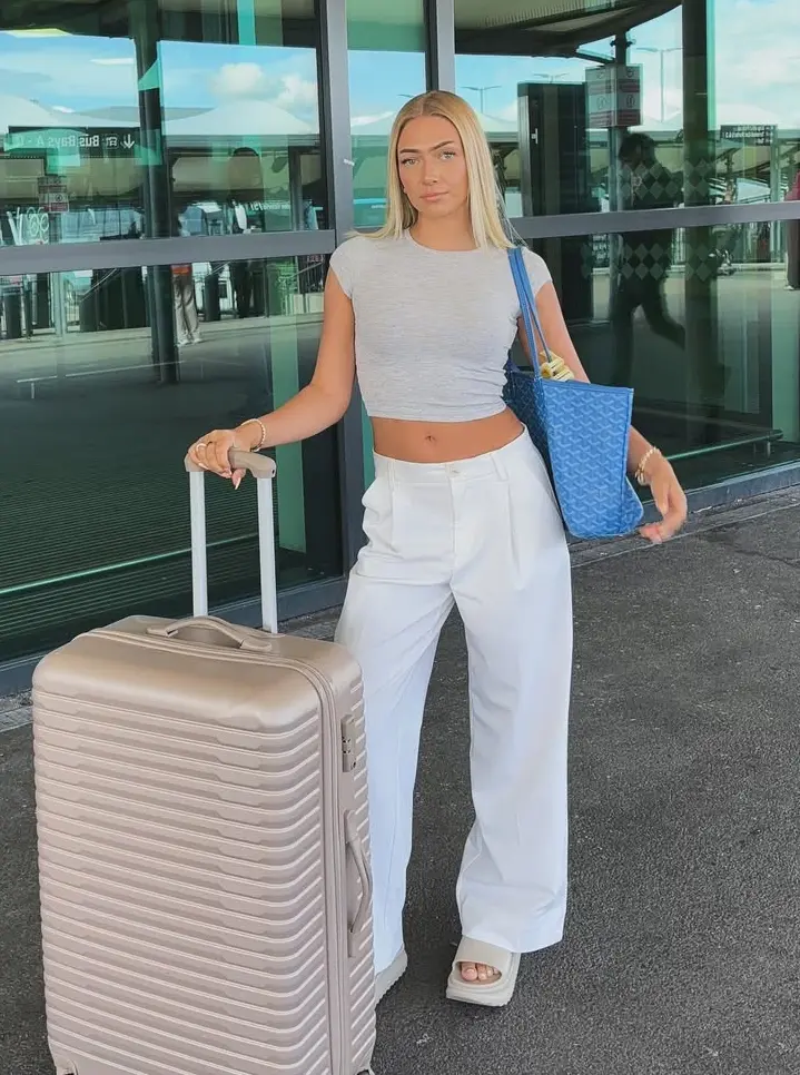Crisp White Elegance Summer Airport Outfit