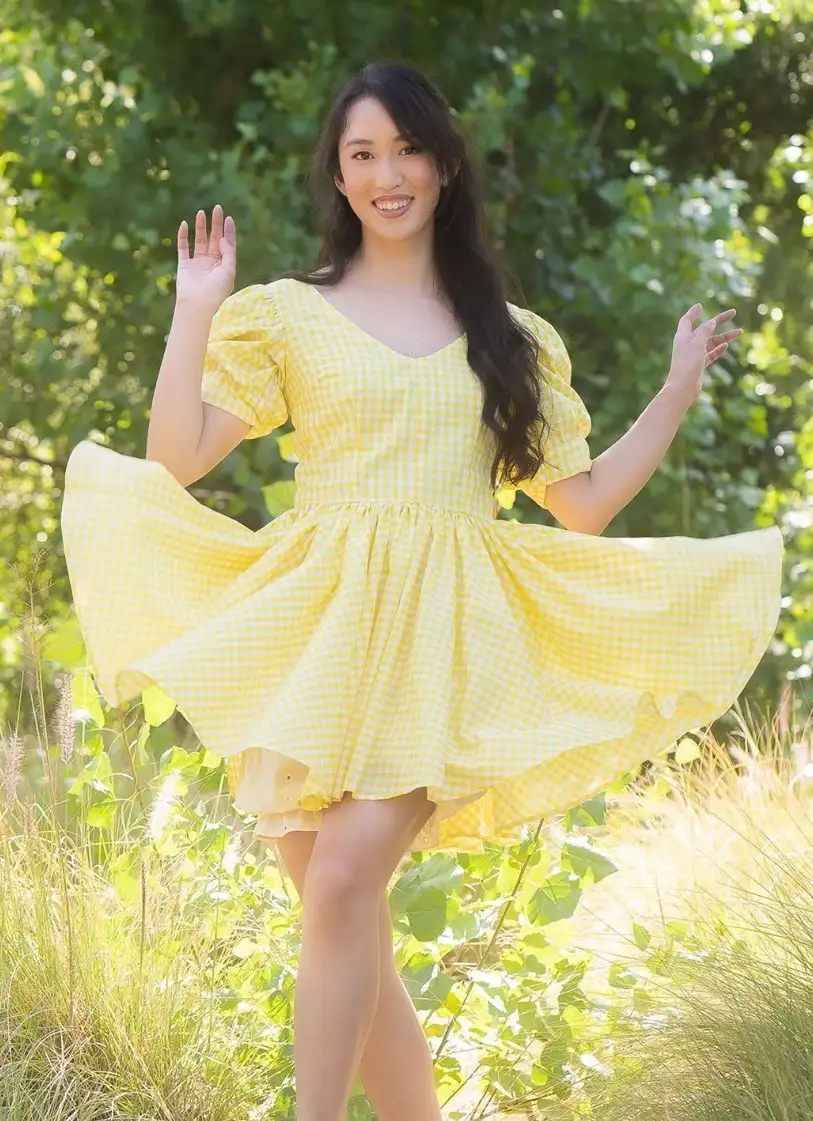 Gingham Glow Summer Casual Tea Party Outfit