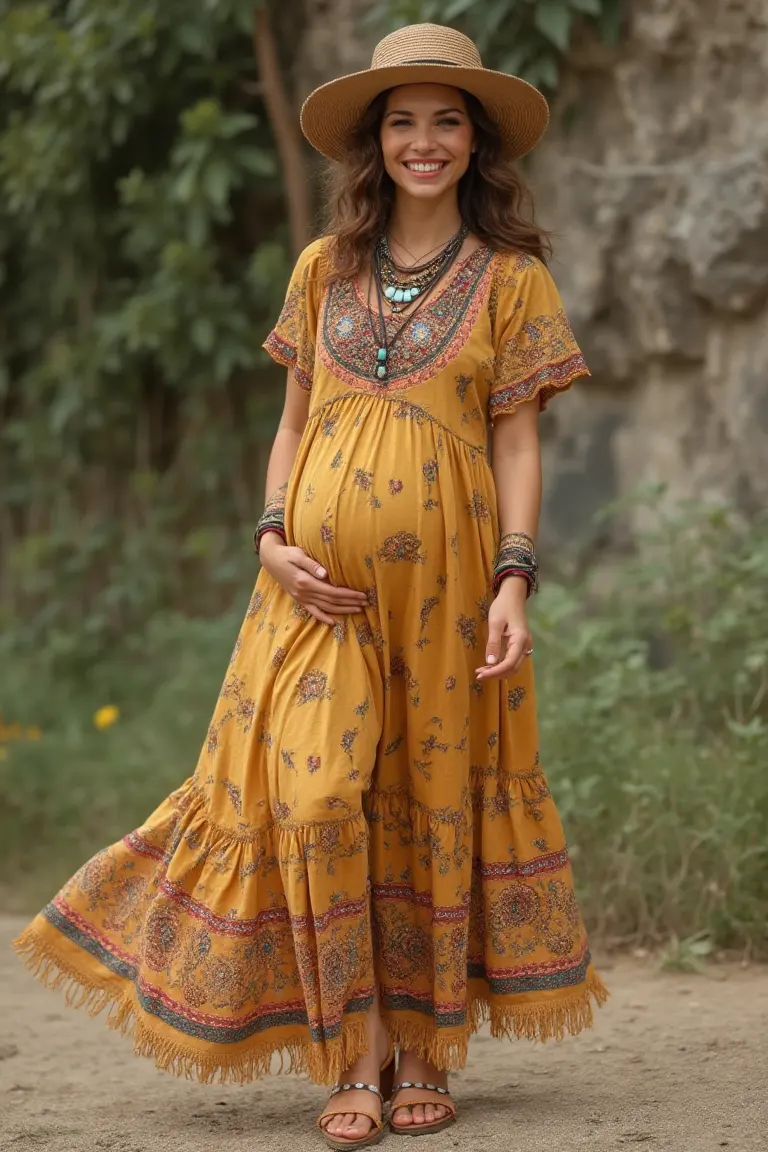 Maternity Bohemian Mustard Nature Outfit Harmony
