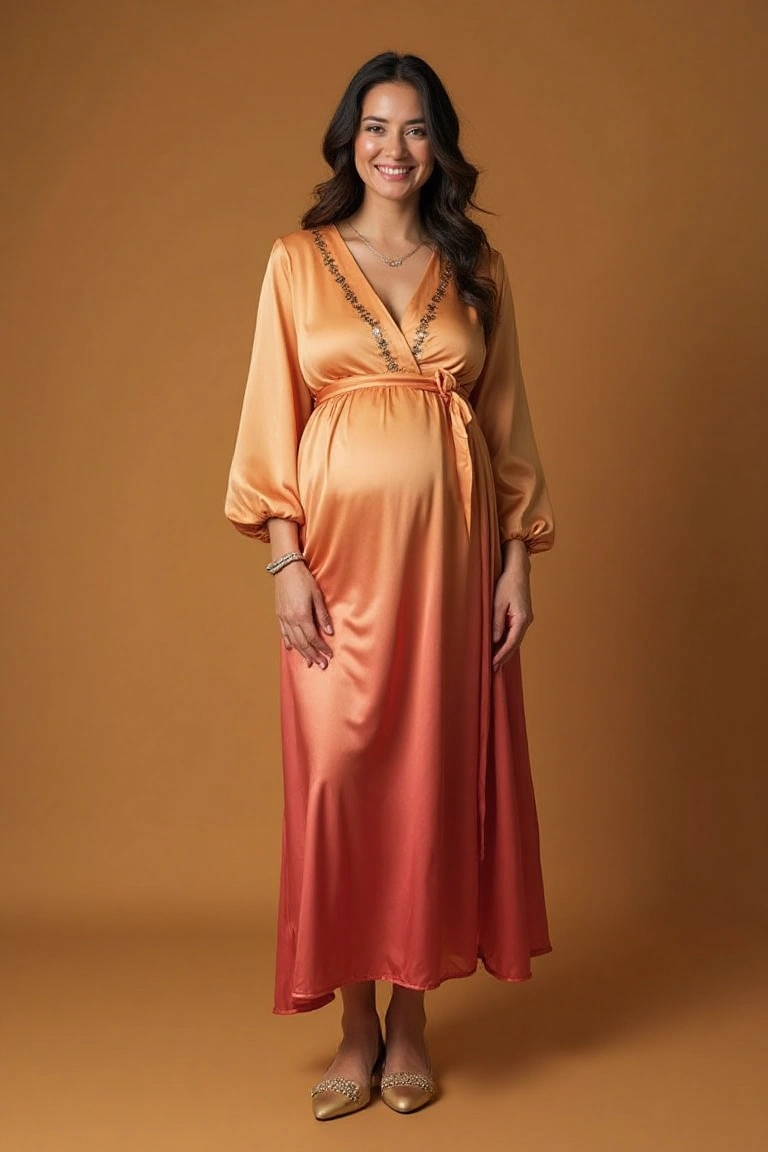 Maternity Sunset Ombre Evening Outfit Warmth