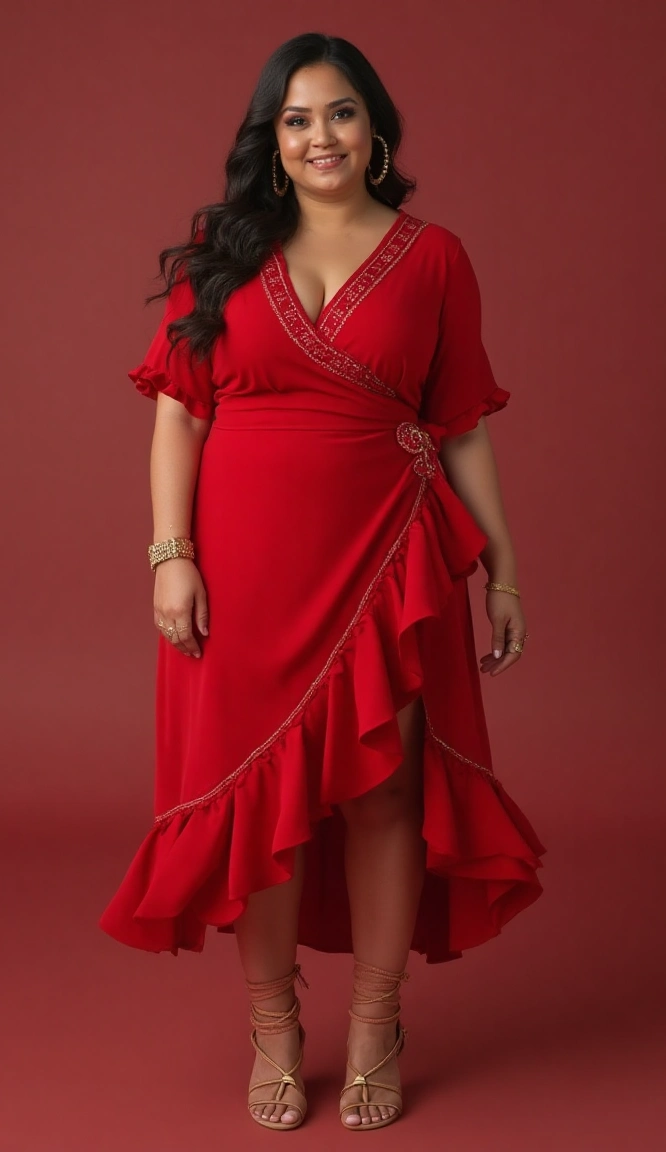 Plus-Size Birthday Wrap Dress