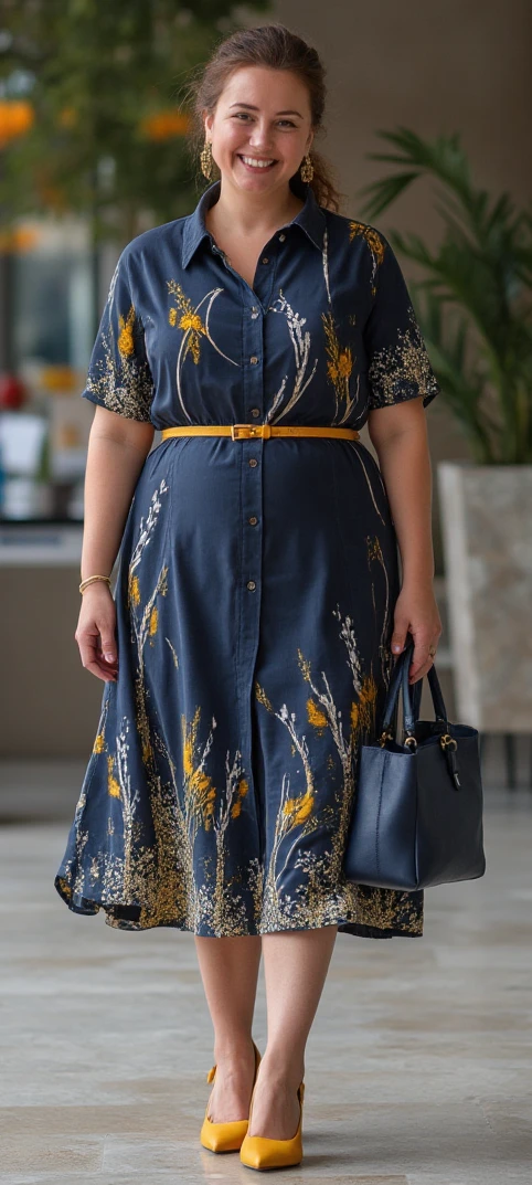 Plus-Size Office Shirtdress That Radiates Effortless Charm