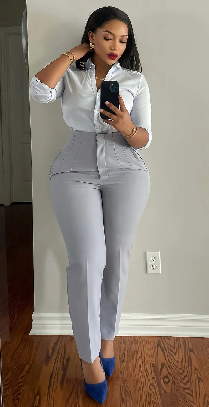 Plus-Size Office Trousers Look That Blends Elegance and Edge