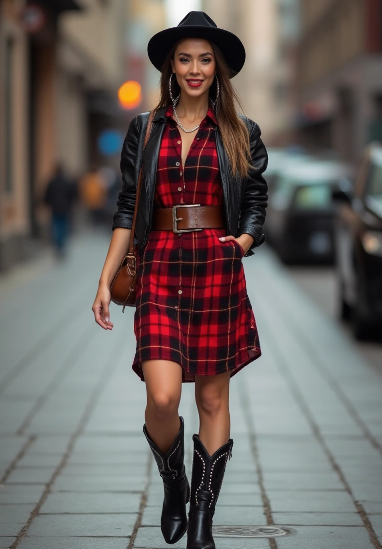 Red and Black Cowboy Boots City Ensemble