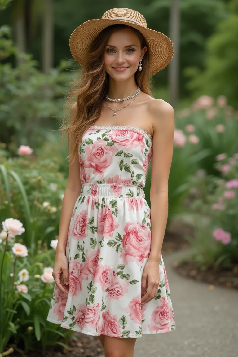 Romantic Rose Spring Casual Tea Party Outfit