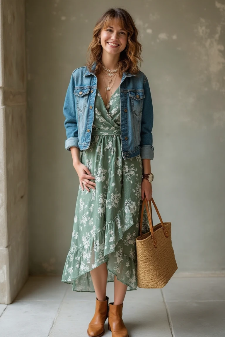 Soft Green Casual Office Outfit