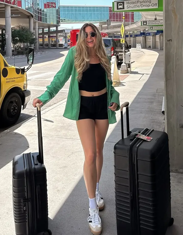 Vibrant Green Style Summer Airport Outfit