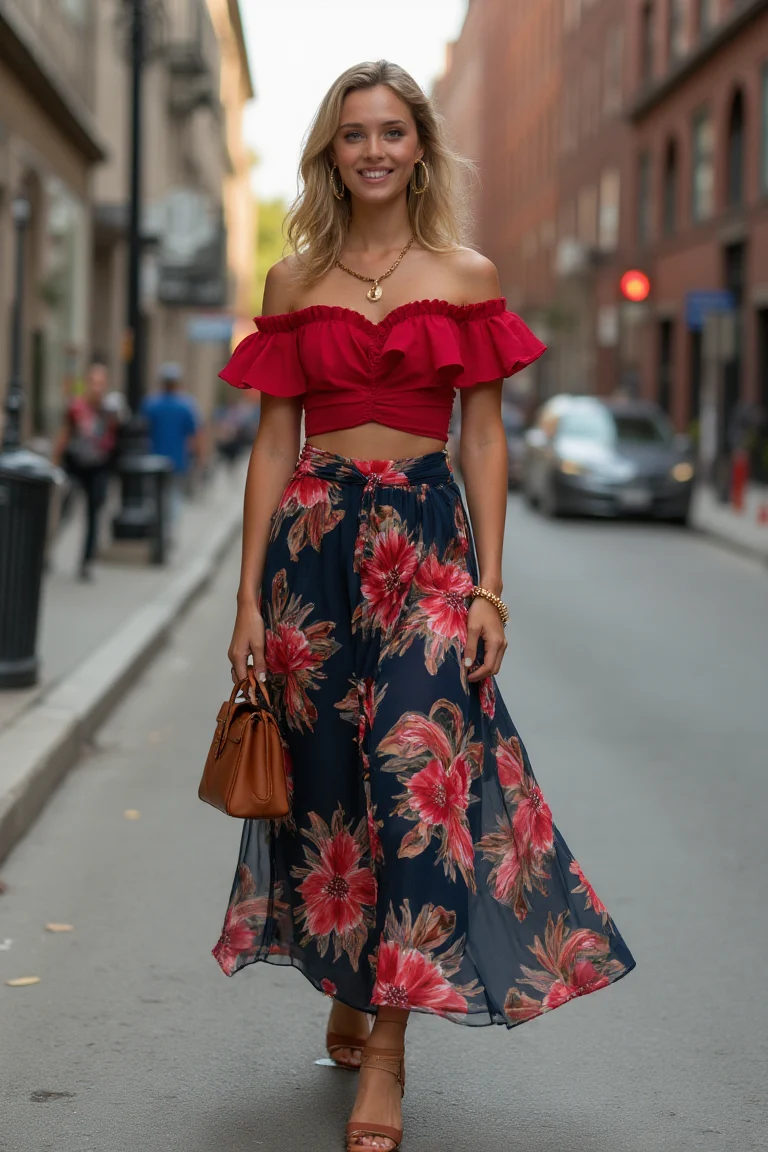 A Bold Bloom Summer Skirt Outfit