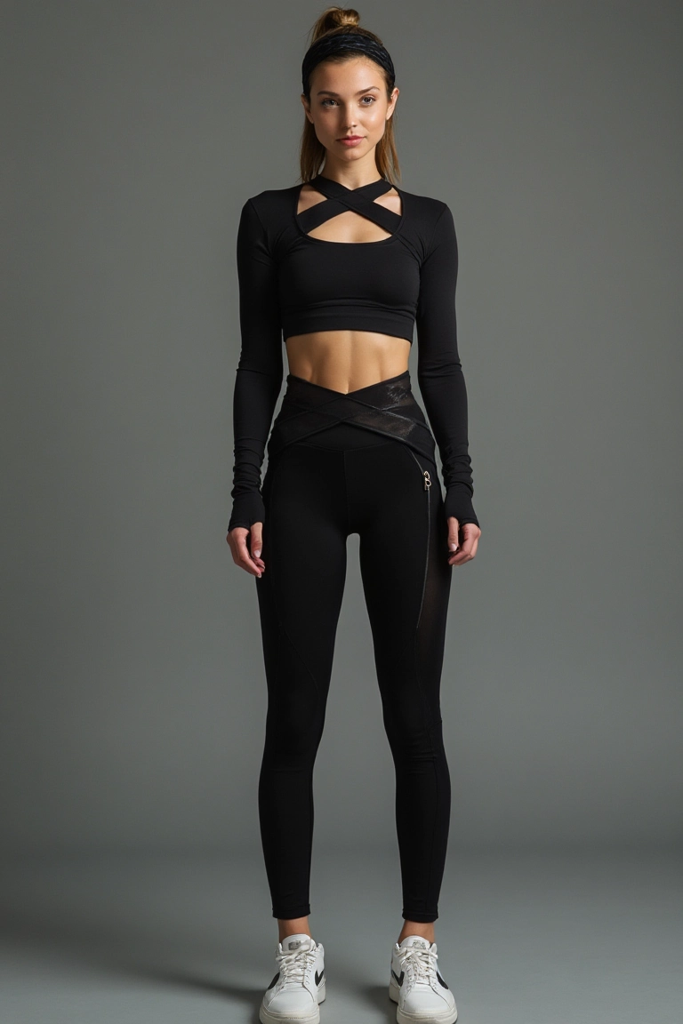 Black Crisscross All-Season Gym Outfit