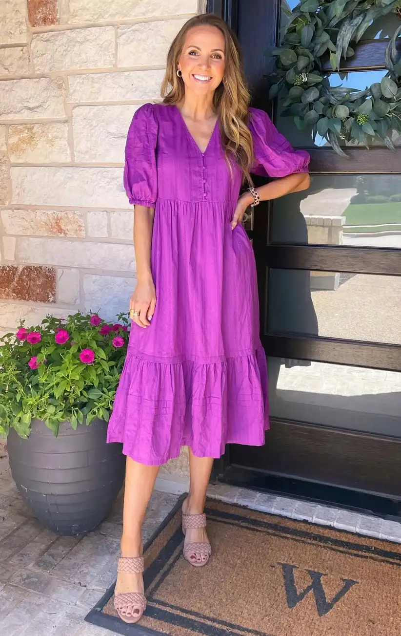 Bold Purple Hues All-Season Midi Dress