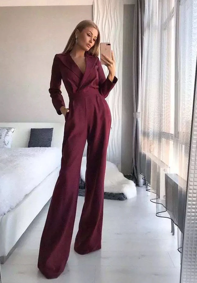 Burgundy Sophistication The Elegant Wide Leg Jumpsuit