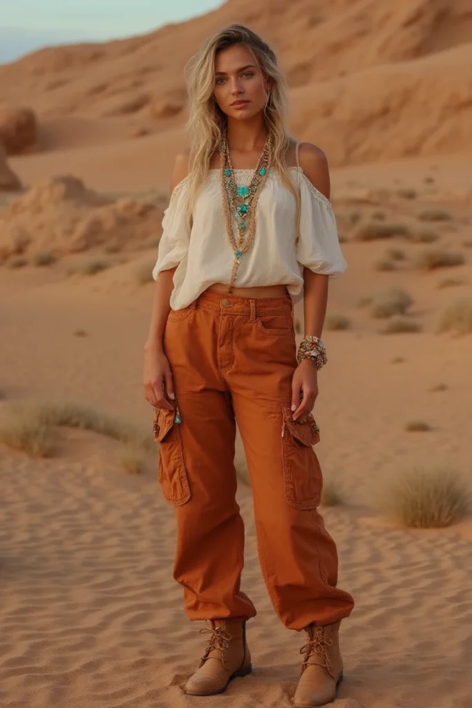 Desert Terracotta Cargo Pants Outdoor Outfit